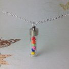 miniature rainbow origami lucky stars glass vial necklace