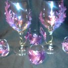 Purple and Blue Leaf Candle Holders in your choice of glass single or set