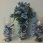 Set of 3 Lavender candle holders w/ flower arrangement (Roses)