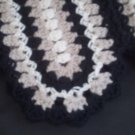 61" x 47" Handcrafted Afghan in White, Black and Tan