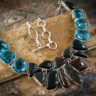 Bloodstone Blue Topaz Quartz necklace Huge Gemstone