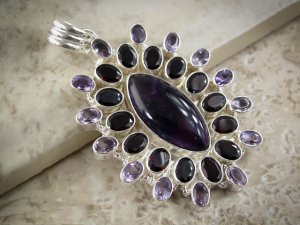 Amethyst and Garnet Multi Gemstone necklace pendant