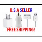 3 in 1 mini AC Wall CHARGER + CAR CHARGER + USB CABLE FOR iPod iPHONE 3G 4G