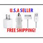 3 in 1 mini AC Wall CHARGER + CAR CHARGER + USB CABLE FOR iPod iPHONE 3G 4G