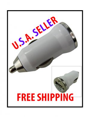 White Universal Mini USB Car Charger Compatible For iPhone 4 iphone 3g 3gs iPad & iPod MP3