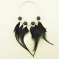 Basketball Wives Earrings, Feather, Black/Silver Beads