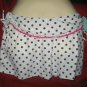 NWT Aqua Brand Cover-up skirt,white with olive Polka Dots/Pink Trim $72 SZ: XS-S