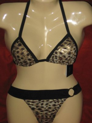 GUESS  2Piece Sexy Skin Deep Gold Print Bathing Suit NWT Value $104.00