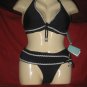 AQUA Black 2Piece Swimsuit with Polka Dot Trim & Bikini Pant Large NWT. $134.00
