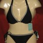 AQUA 2PCS BLACK & WHITE POLKA DOT TRIM BIKINI SWIMSUIT SIZE SMALL NWT