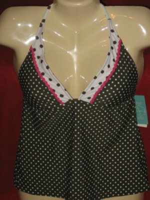 NWT AQUA OLIVE WITH PINK TRIM MEDIUM TANKINI TOP $74.00