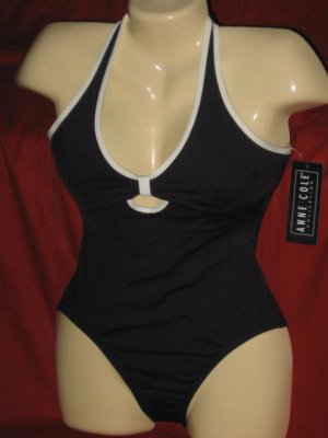 Anne Cole Collection One-Piece Swimsuit NAVY/WHITE SIZE 8  NWT $92.00