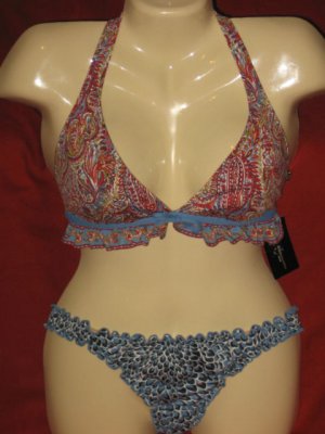 BCBGMAXAZRIA SWIM 2PC HALTER BIKINI SWIMSUIT SIZE L NWT.