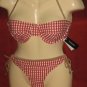 GUESS SEXY PICNIC RED CHECK ( UW BRA & TUNNEL PANT ) BATHING SUIT SIZE L NWT.