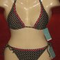 NWT Aqua Brand 2Piece Bikini Swimsuit,Olive/white Polka Dots/Pink Trim $106 SZ:S