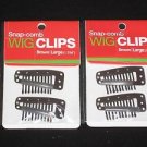 Wig Clips 2-Pair (Snap-Comb) Brown,Large(17/16") Snap Open with 10 Teeth,NIP.