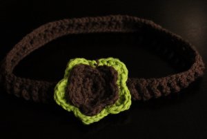 Brown and green headband
