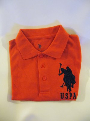 ORANGE U.S. POLO ASSN. SIZE 4 KIDS W/ BLUE LARGE ICON