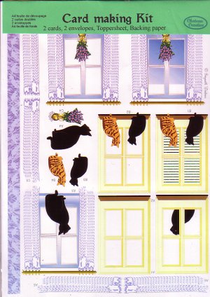 Cats in the window 3D card making kit
