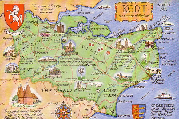 Kent, map card 1960s