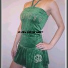 NWT Authentic Green Juicy Couture Velour Halter Dress Size Small