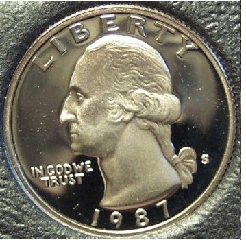 1987-S Deep Cameo Clad Proof Washington Quarter #0939