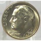 1981-D Roosevelt Dime BU With FULL BANDS In the Cello #0562
