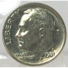 1981-P Roosevelt Dime BU with FULL BANDS In the Cello #0563