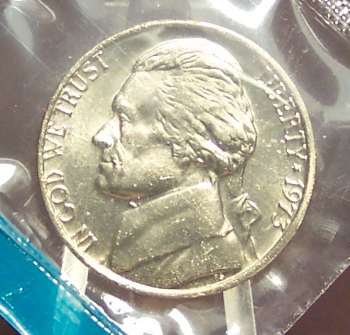 1973 Jefferson Nickel BU In the Cello #0555