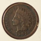 1901 Indian Head Penny Full Liberty Fine #0787