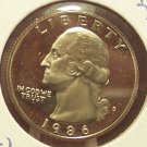 1986-S Deep Cameo Clad Proof Washington Quarter #0877