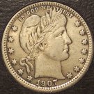 1907 Barber Silver Quarter EF #M055