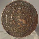 KM #108.1 1880 Netherlands 2 and a Half Cent Coin EF Details #0625