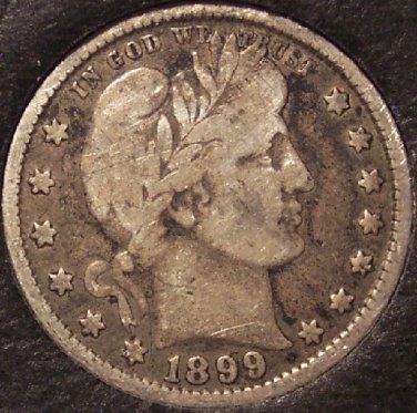 1899 Barber Silver Quarter F12 #0213