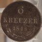 KM# 2199 1848 Austria Silver 6 Kreuzer #0927