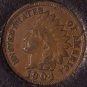 1904 Indian Head Cent VF Details #0953