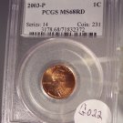 2003-P Lincoln Memorial Penny PCGS MS68RD #G022