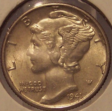 1941-D Mercury Head Silver Dime GEM BU FSB #01074