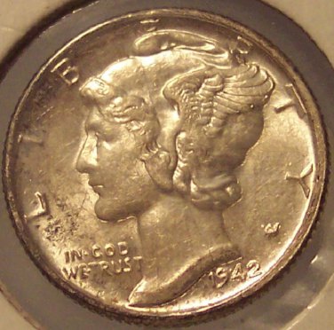 1942 Mercury Silver Dime BU #0499