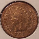 1874 Indian Head Penny Good details (porous) #0305