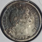 1899 Barber Silver Dime XF40 Details #0264