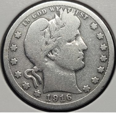 1916 Barber Silver Quarter VG08 #0498