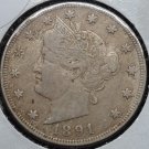 1891 Liberty “V” Nickel VF30 #0639