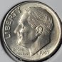 1947 Roosevelt Silver Dime GEM BU With FULL TORCH #0657