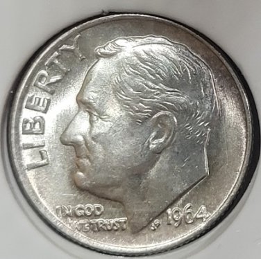1964 Roosevelt Silver Dime GEM With FULL TORCH #0749