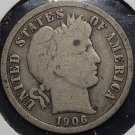 1906 Barber Silver Dime VG #01175