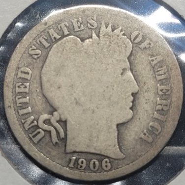 1906-S Barber Silver Dime G #01176