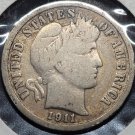 1911 Barber Silver Dime VG #01182