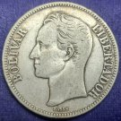 Y #24.2 Venezuela 1926 Silver 5 Bolivares VF #01193