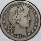 1912 Barber Silver Quarter F12 #01221